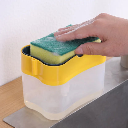 2 in 1 Scrubbing Liquid Detergent Dispenser Press-Type Liquid Soap Box Pump Organizer Kitchen Tool Bathroom Supplies