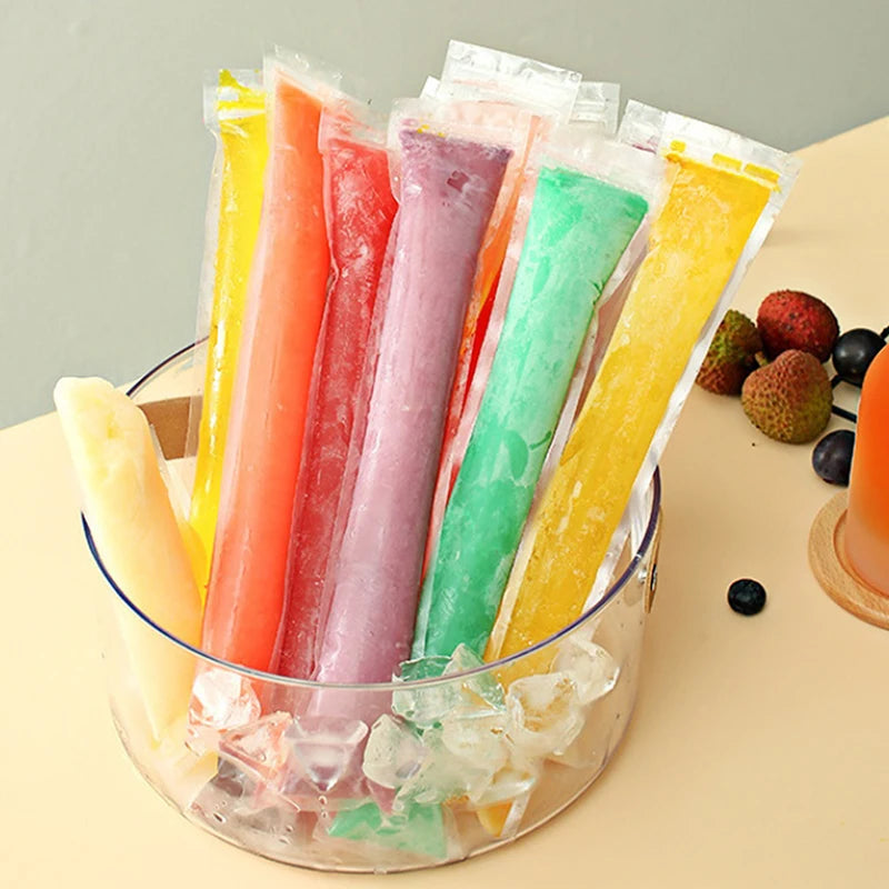 20/50Pcs Freeze Pop Bags Disposable Popsicle Bags Homemade Ice Cream Self-sealing Transparent Food Grade Preservation Bag Summer